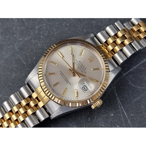 340 - A circa 1986 Rolex 'Oyster Perpetual Datejust' stainless steel and 18ct gold automatic wristwatch, 3... 