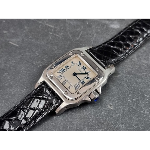 341 - A Cartier 'Santos Galbee' stainless steel quartz ladies wristwatch, 23mm, Ref. 1565, on original Car... 