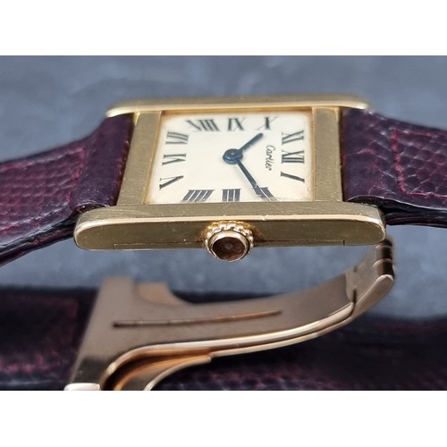 344 - A rare 1960s/70s Cartier 'Tank Normale' 18ct gold manual wind wristwatch, 23mm case, 31mm lug to lug... 