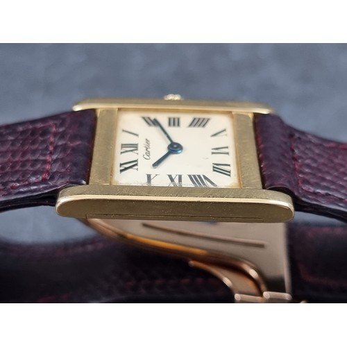 344 - A rare 1960s/70s Cartier 'Tank Normale' 18ct gold manual wind wristwatch, 23mm case, 31mm lug to lug... 