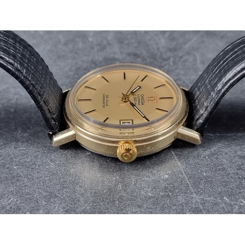 348 - A circa early 1970s Omega 'Electronic f300Hz De Ville' gold plated quartz wristwatch, 35mm, Ref. 198... 