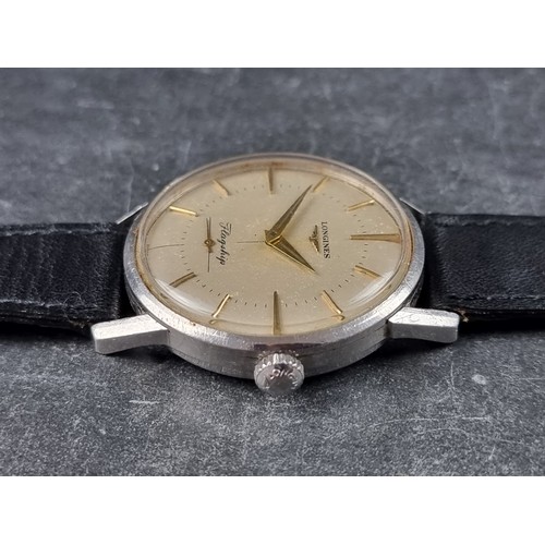 355 - A circa 1957 Longines 'Flagship' stainless steel manual wind wristwatch, 35mm, Ref. 102 2 1546, Cal.... 