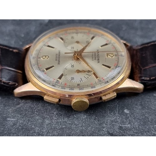 356 - A 1950s Hanowa 'Ancre' chronograph gold plated manual wind wristwatch, 37mm, Ref. 325 21, on later b... 