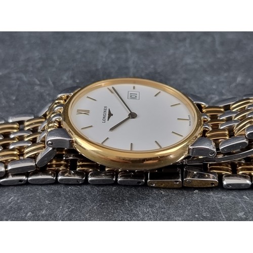 360 - A Longines 'Les Grande Classiques' stainless steel two tone quartz wristwatch, 34mm, Ref. L5.632.3, ... 