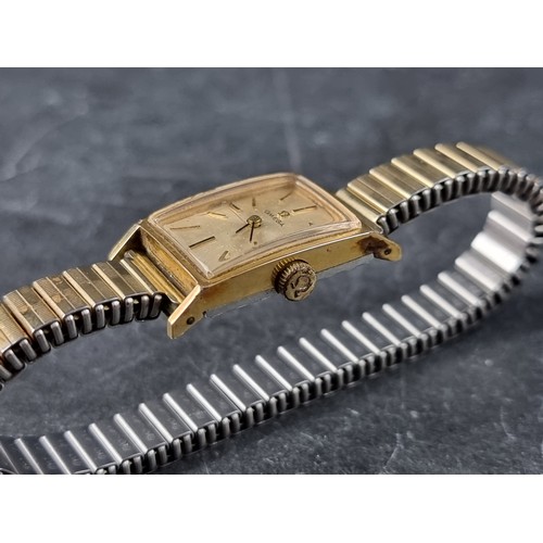 377 - A 1960s Omega 'De Ville Tank' gold plated manual wind ladies wristwatch, 15mm x 20mm, Ref. 511.163, ... 