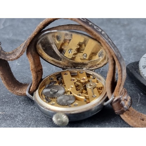 394 - A WWII era Pierce stainless steel manual wind wristwatch, 32mm, Ref. 31179, together with a small gr... 