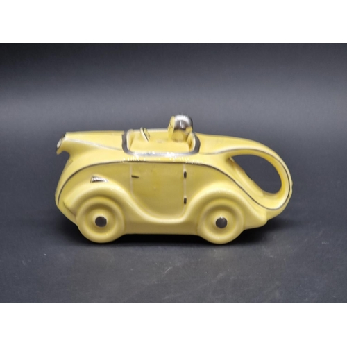 1536 - An Art Deco style Sadler pottery novelty racing car teapot and cover.