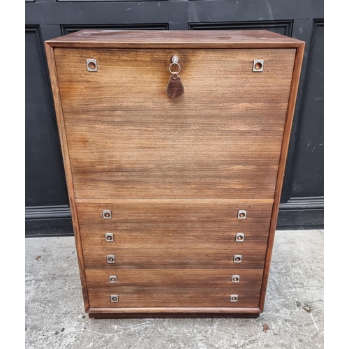 1007 - A mid-century Danish rosewood secretaire a abattant, labelled 'Sibast', 76cm wide.