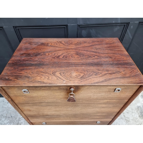 1007 - A mid-century Danish rosewood secretaire a abattant, labelled 'Sibast', 76cm wide.