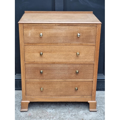 1011 - A small pale oak chest of drawers, 76cm wide.