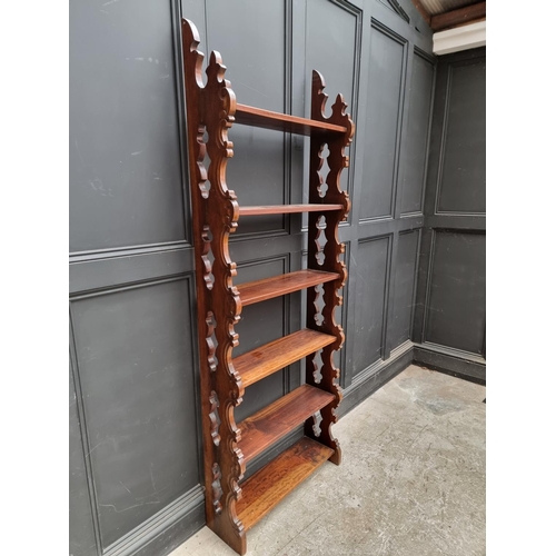 1019 - A hardwood six tier open bookshelf, 207 x 78cm.