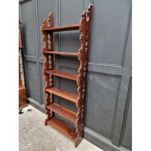 1019 - A hardwood six tier open bookshelf, 207 x 78cm.