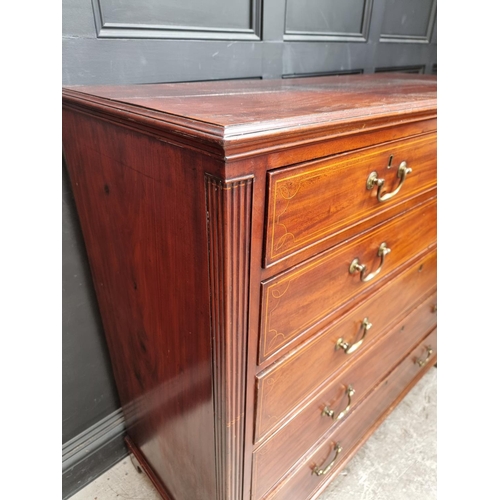 1044 - A George III mahogany and line inlaid chest of drawers, 133cm wide.