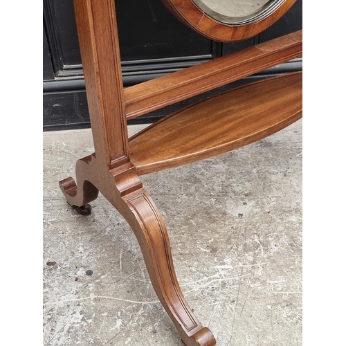 1045 - A circa 1900 mahogany cheval mirror, 180 x 64.5cm