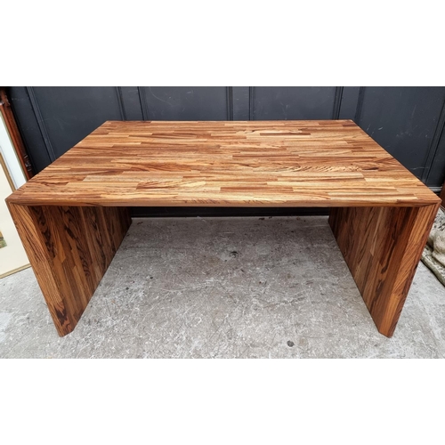 1082 - An impressive Zebrano wood table, with modular three drawer chest insert, 133cm wide.... 