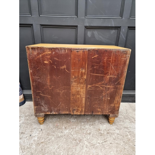 1091 - A 19th century painted pine and simulated bamboo chest of drawers, 101.5cm wide.