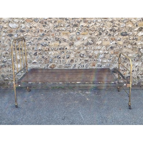 1107 - A Victorian brass single bed, 200 x 93cm.