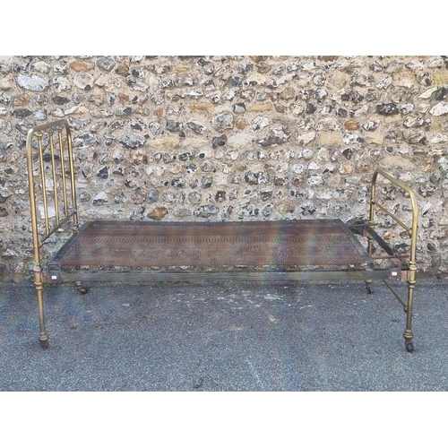 1107 - A Victorian brass single bed, 200 x 93cm.