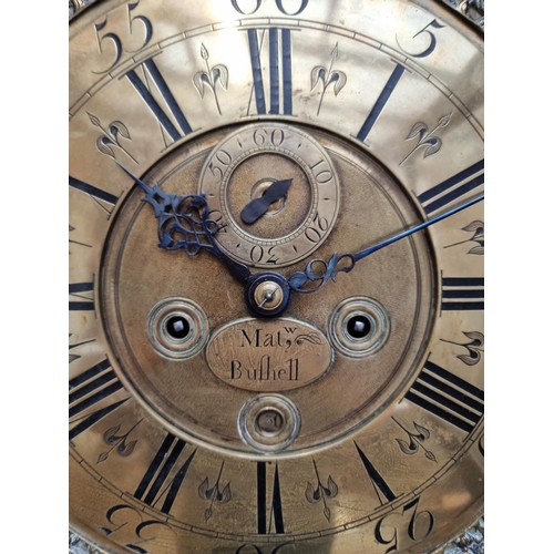 1142 - A George III oak and walnut crossbanded eight day longcase clock, the 12in square brass dial in... 