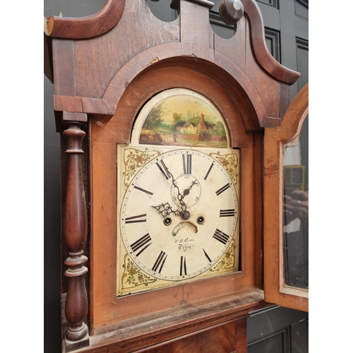 1143 - A George III mahogany and oak eight day longcase clock, the 12in painted arched dial inscribed ... 