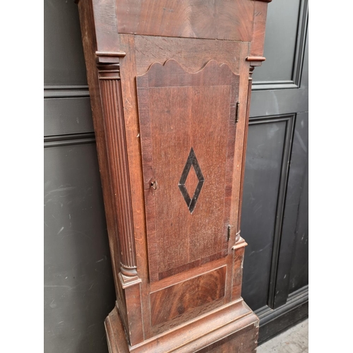 1143 - A George III mahogany and oak eight day longcase clock, the 12in painted arched dial inscribed ... 