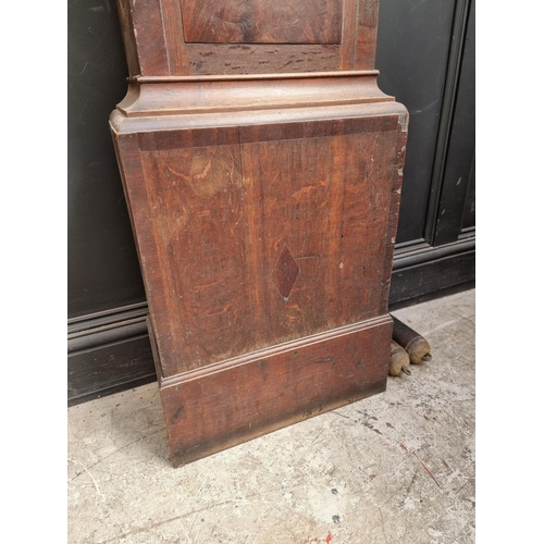 1143 - A George III mahogany and oak eight day longcase clock, the 12in painted arched dial inscribed ... 