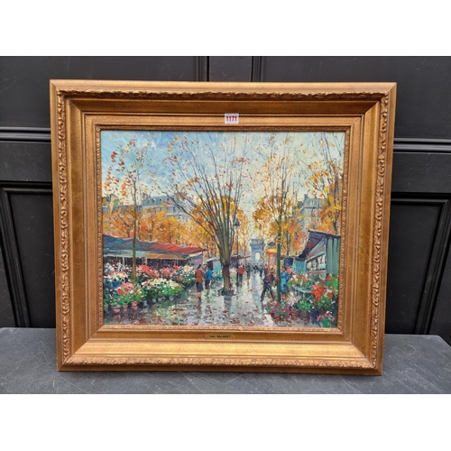 1171 - Jean Salabet, a Parisien street, signed, oil on canvas, 44 x 54cm.