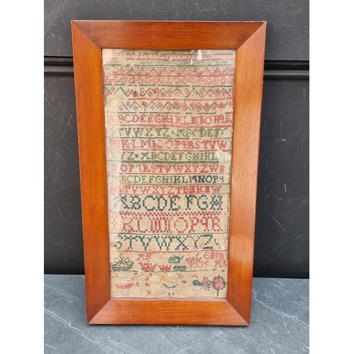 1183 - A George IV needlework sampler, inscribed 'Eliz Leeda, October 3, 1821, 31 x 31cm; together with ano... 