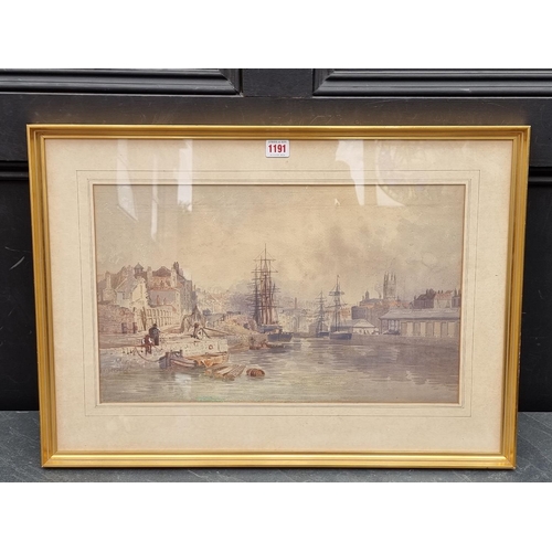 1191 - Alexander Handcock, a busy port, signed and dated '83, watercolour, 30.5 x 50cm.