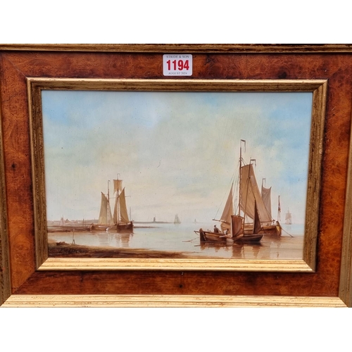 1194 - William Calladine, 'Shipping in a Calm', signed, inscribed on label verso, oil on board, 19 x 29.5cm... 