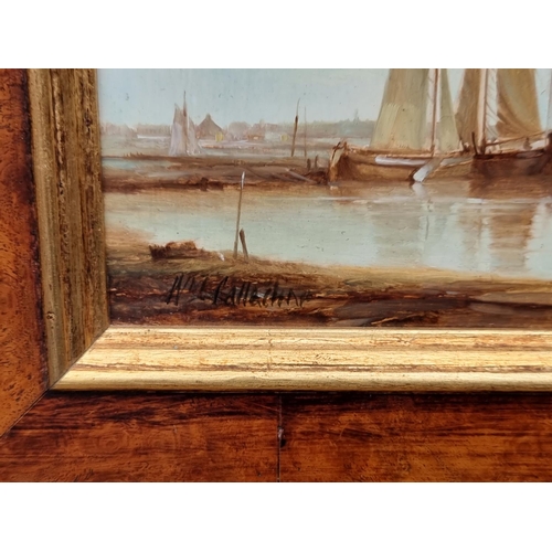 1194 - William Calladine, 'Shipping in a Calm', signed, inscribed on label verso, oil on board, 19 x 29.5cm... 