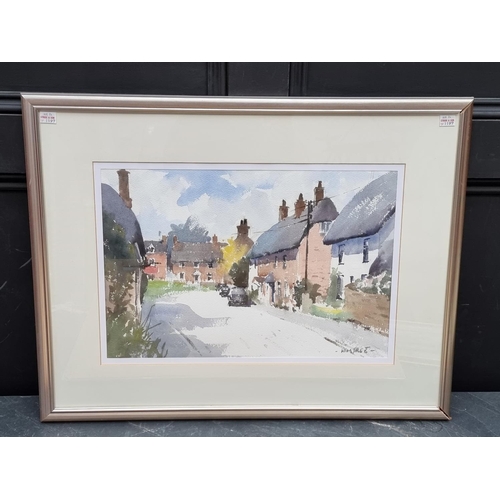 1197 - Kim Page, a port, signed, watercolour, 31 x 46cm; together with another watercolour of an English vi... 