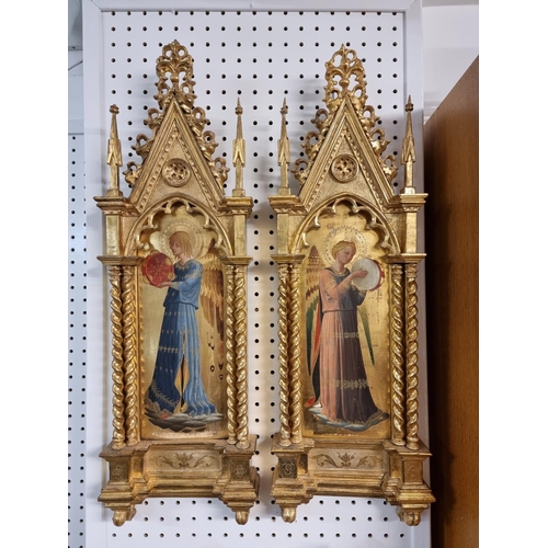 1236 - A good set of four 19th century Grand Tour style panels of saints, after Fra Angelico, tempera on ch... 