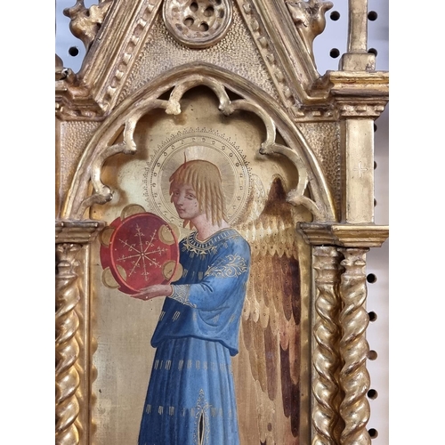 1236 - A good set of four 19th century Grand Tour style panels of saints, after Fra Angelico, tempera on ch... 