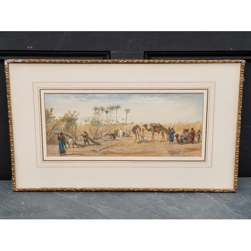 1237 - Frederick Goodall, 'An Arab Harvest', signed and dated 1869, watercolour, 18.5 x 44.5cm.... 