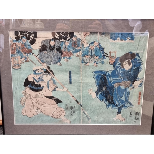 1257 - An interesting collection of Japanese woodblock prints, to include examples by Utagawa Kunisada... 