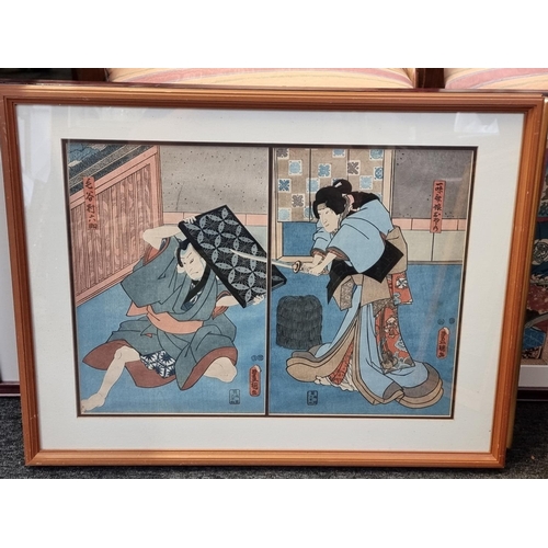 1257 - An interesting collection of Japanese woodblock prints, to include examples by Utagawa Kunisada... 