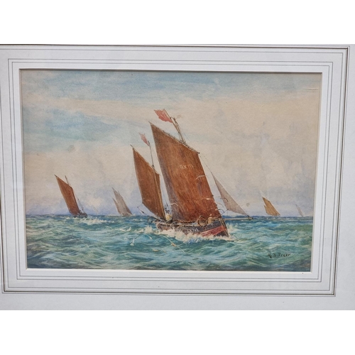 1262 - Henry Branston Freer, fishing boats, signed, watercolour, 23 x 33cm.