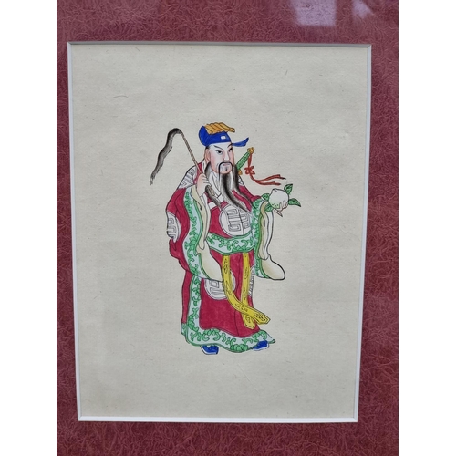 1265 - Chinese School, standing figures, a set of six, watercolour, 20 x 15cm, framed as one; together... 