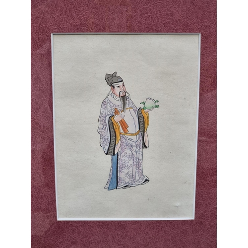 1265 - Chinese School, standing figures, a set of six, watercolour, 20 x 15cm, framed as one; together... 