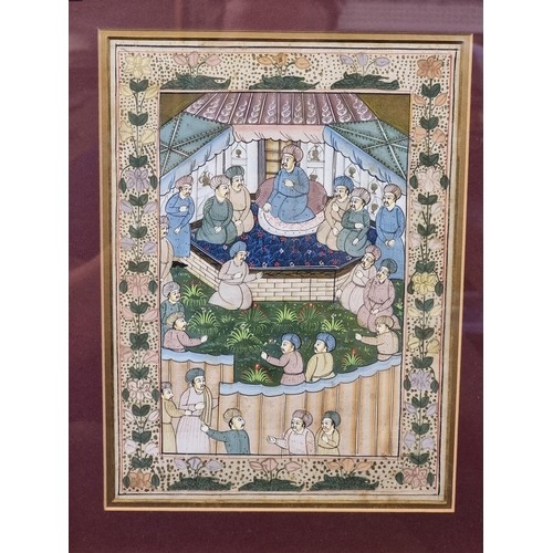 1266 - Indian School, figures in a garden, a pair, gouache, 27 x 19cm. (2)