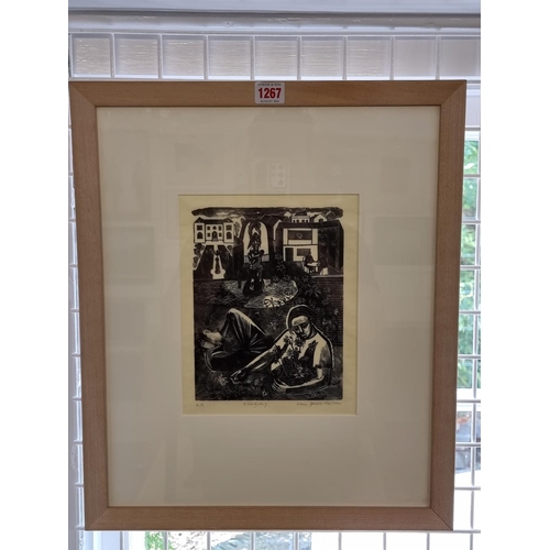 1267 - Eric James Mellon, 'Allegory', signed and titled artist's proof, woodcut, 24 x 19.5cm.... 