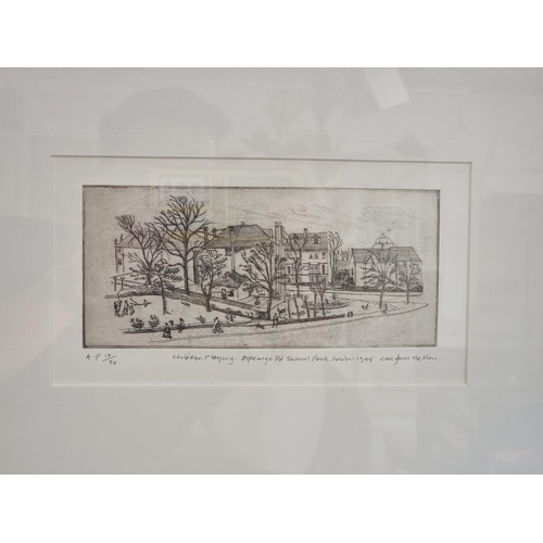 1273 - Eric James Mellon, 'Children Playing, Ospringe Rd, Tufnell Park, London, 1948', signed, titled ... 