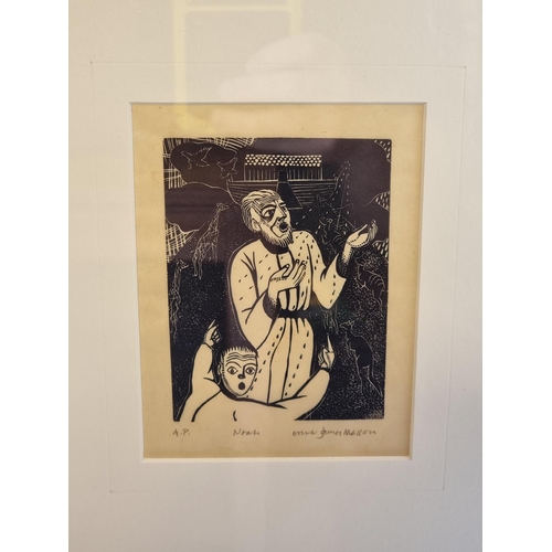 1276 - Eric James Mellon, 'Noah', signed and titled artist's proof, woodcut, 13 x 9.5cm.... 