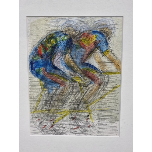 1288 - European School, 'The Tandem', watercolour, 18 x 14cm.