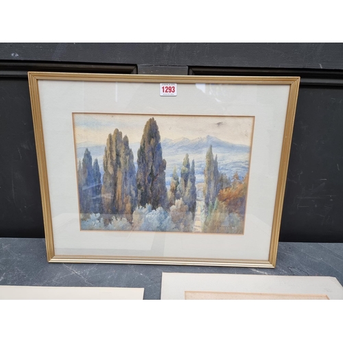 1293 - Clifford George Blampied, landscape with poplar trees, signed, watercolour, 24.5 x 34cm; together wi... 