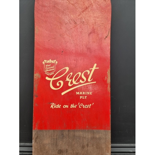 1328 - A vintage 'Crest' plywood bellyboard, 120.5cm long.