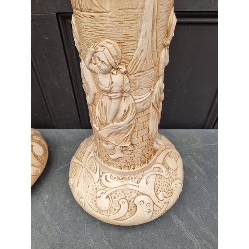 1329 - A pair of Bretby pottery pedestals, 71.5cm high.