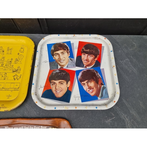 1344 - Advertising: three old metal trays, comprising 'The Beatles'; 'Brickwoods Brewery'; and 'Continental... 