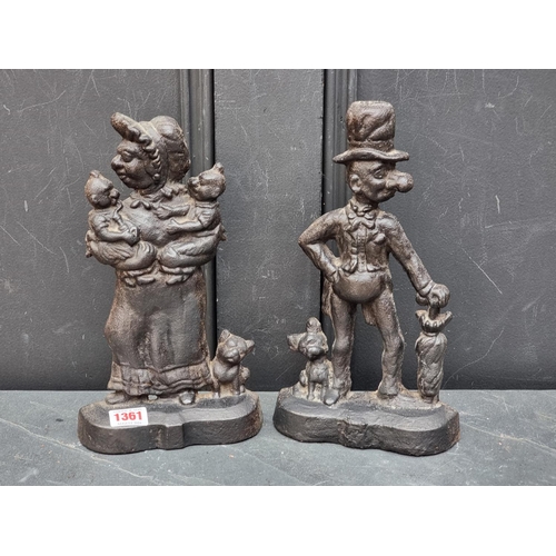 1361 - A pair of Victorian cast iron 'Ally & Mrs Sloper' doorstops, 28.5cm high.